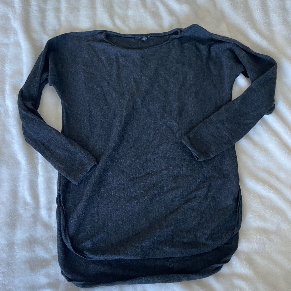 Eileen Fisher Merino Wool Charcoal Long Sleeve Sweater Top